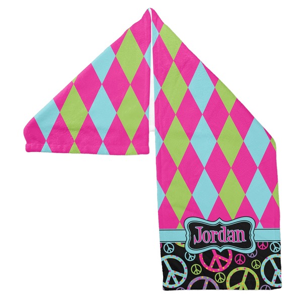 Harlequin & Peace Signs Sports Towel Folded - Both Sides Showing