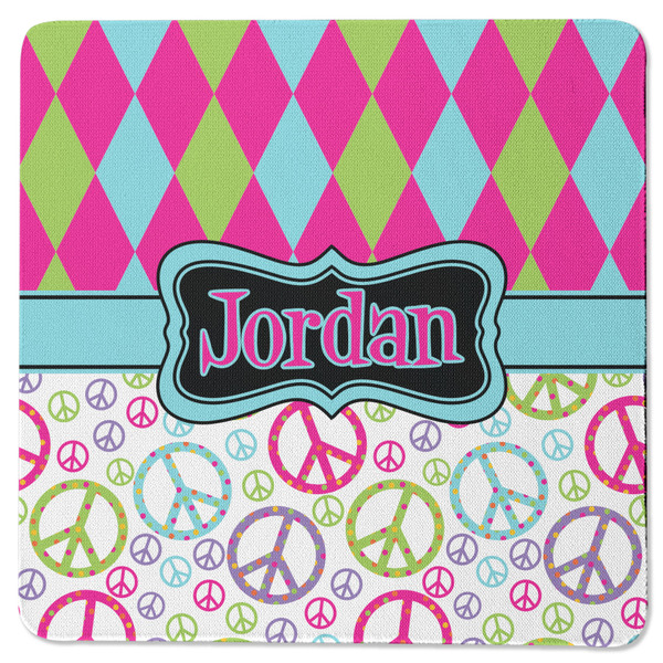 Harlequin & Peace Signs Square Coaster Rubber Back - Single