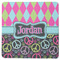 Harlequin & Peace Signs Square Rubber Backed Coaster (Personalized)