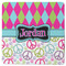 Harlequin & Peace Signs Square Rubber Backed Coaster (Personalized)