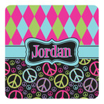 Harlequin & Peace Signs Square Decal - XLarge (Personalized)