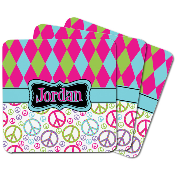Harlequin & Peace Signs Square Fridge Magnet - MAIN