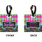 Harlequin & Peace Signs Square Luggage Tag (Front + Back)