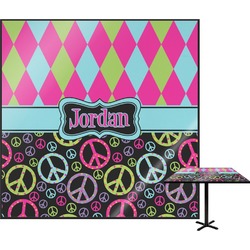 Harlequin & Peace Signs Square Table Top - 24" (Personalized)