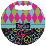 Harlequin & Peace Signs Stadium Cushion (Round) (Personalized)