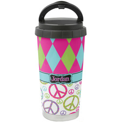 Harlequin & Peace Signs Stainless Steel Coffee Tumbler (Personalized)