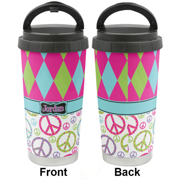Harlequin & Peace Signs Stainless Steel Travel Cup - Apvl