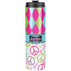 Harlequin & Peace Signs Stainless Steel Skinny Tumbler - 20 oz (Personalized)