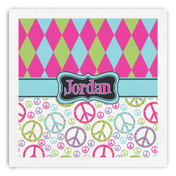 Harlequin & Peace Signs Paper Dinner Napkins (Personalized)