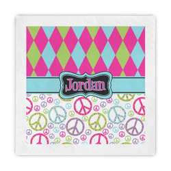 Harlequin & Peace Signs Standard Decorative Napkins (Personalized)