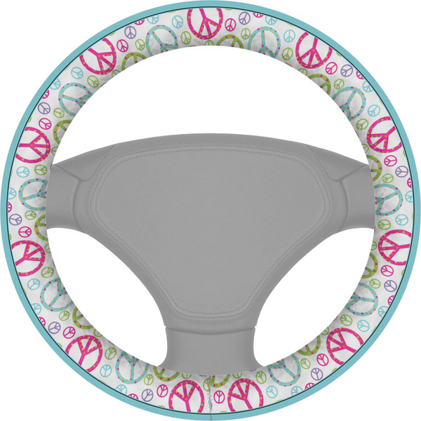 Custom Harlequin & Peace Signs Steering Wheel Cover