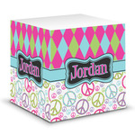 Harlequin & Peace Signs Sticky Note Cube (Personalized)