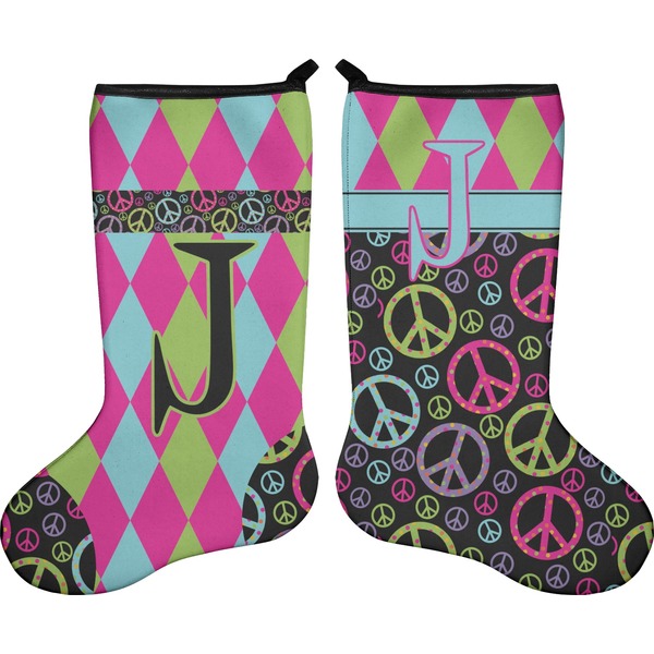 Harlequin & Peace Signs Stocking - Double-Sided - Approval