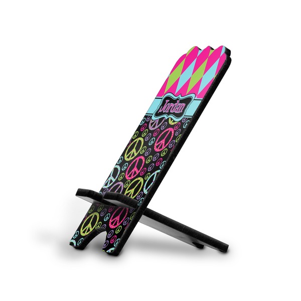 Custom Harlequin & Peace Signs Stylized Cell Phone Stand - Large (Personalized)