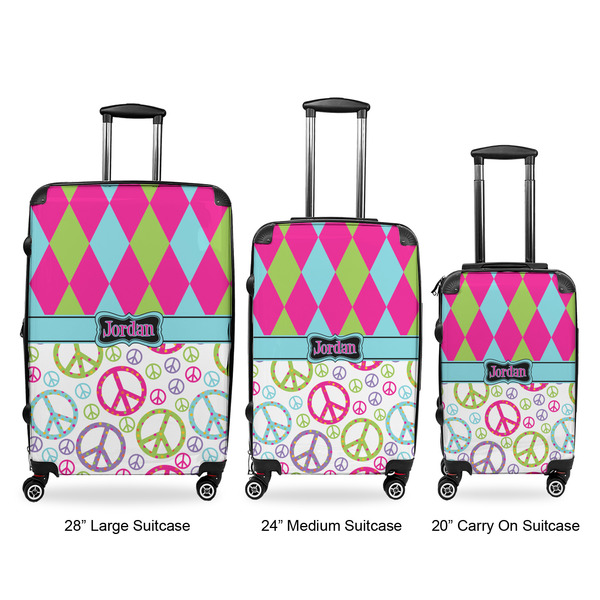Harlequin & Peace Signs Suitcase Set 1 - APPROVAL