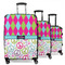 Harlequin & Peace Signs 3 Piece Luggage Set - 20" Carry On, 24" Medium Checked, 28" Large Checked (Personalized)