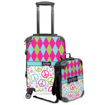 Harlequin & Peace Signs Kids 2-Piece Luggage Set - Suitcase & Backpack (Personalized)
