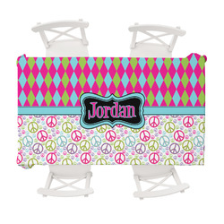 Harlequin & Peace Signs Tablecloth - 58"x102" (Personalized)