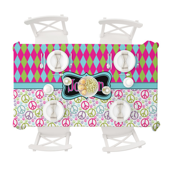 Harlequin & Peace Signs Tablecloths (58"x102") - TOP VIEW