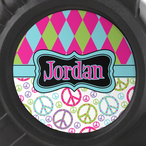 Harlequin & Peace Signs Tape Measure - 25ft - detail