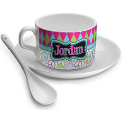Harlequin & Peace Signs Tea Cup (Personalized)