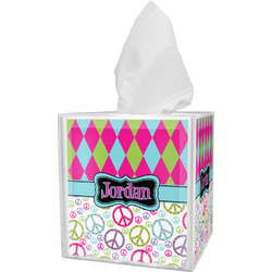Harlequin & Peace Signs Tissue Box Cover (Personalized)