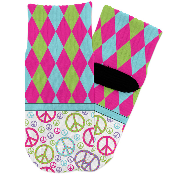 Custom Harlequin & Peace Signs Toddler Ankle Socks