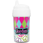 Harlequin & Peace Signs Toddler Sippy Cup (Personalized)