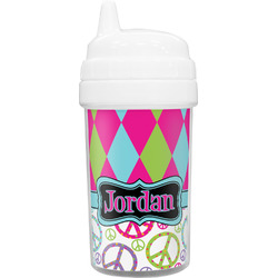 Harlequin & Peace Signs Sippy Cup (Personalized)