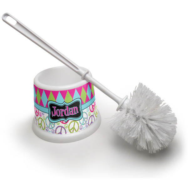 Custom Harlequin & Peace Signs Toilet Brush (Personalized)
