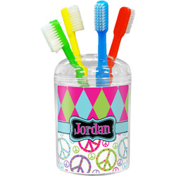 Harlequin & Peace Signs Toothbrush Holder (Personalized)