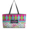 Harlequin & Peace Signs Tote w/Black Handles - Front View