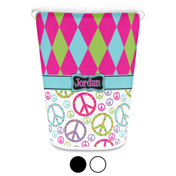 Harlequin & Peace Signs Trash Can Aggregate