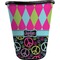 Harlequin & Peace Signs Trash Can Black