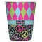 Harlequin & Peace Signs Trash Can White