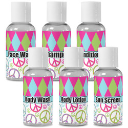 Harlequin & Peace Signs Travel Bottles (Personalized)