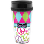 Harlequin & Peace Signs Acrylic Travel Mug without Handle (Personalized)