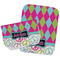 Harlequin & Peace Signs Two Rectangle Burp Cloths - Open & Folded