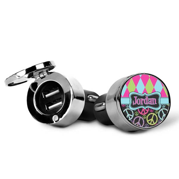 Harlequin & Peace Signs USB Car Charger