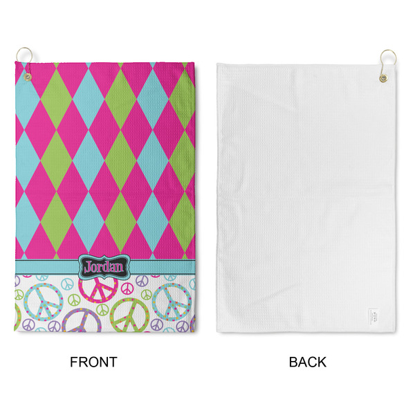Harlequin & Peace Signs Waffle Weave Golf Towel - Approval