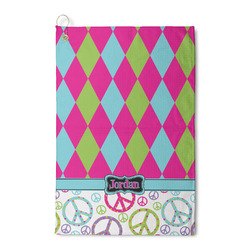 Harlequin & Peace Signs Waffle Weave Golf Towel (Personalized)
