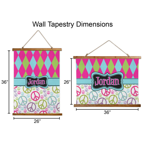 Harlequin & Peace Signs Wall Hanging Tapestries - Parent/Sizing