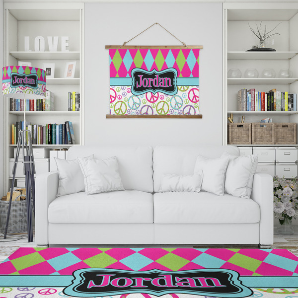 Harlequin & Peace Signs Wall Hanging Tapestry - IN CONTEXT