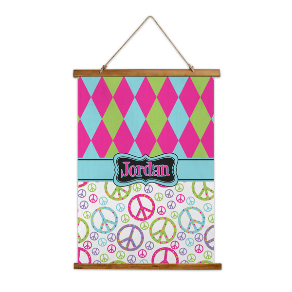 Custom Harlequin & Peace Signs Wall Hanging Tapestry (Personalized)