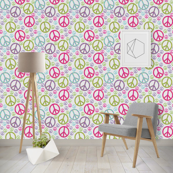 Custom Harlequin & Peace Signs Wallpaper & Surface Covering (Peel & Stick - Repositionable)