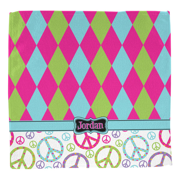 Harlequin & Peace Signs Washcloth - Front - No Soap