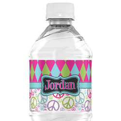 Harlequin & Peace Signs Water Bottle Labels - Custom Sized (Personalized)