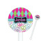 Harlequin & Peace Signs 5.5" Round Plastic Stir Sticks - White - Single Sided (Personalized)