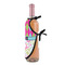 Harlequin & Peace Signs Wine Bottle Apron - DETAIL WITH CLIP ON NECK