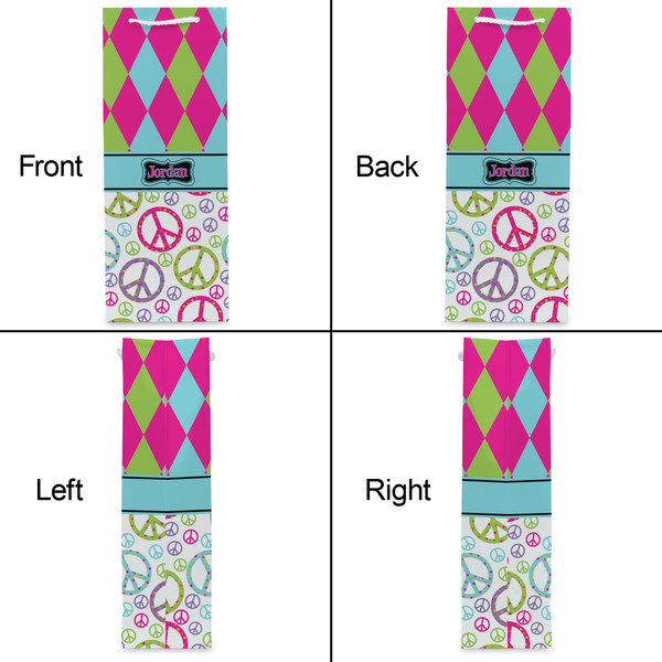 Harlequin & Peace Signs Wine Gift Bag - Gloss - Approval